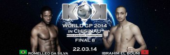 Третья пара основной восьмерки на турнире KOK WORLD GP 2014 in CHISINAU. Ibrahim El Bouni vs Romelleo Da Silva.