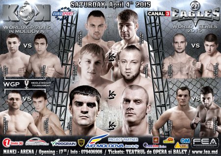 Суббота 4-е апреля  - KOK WGP Middleweight Tournament 2015 - EAGLES WORLD SERIES 2015.